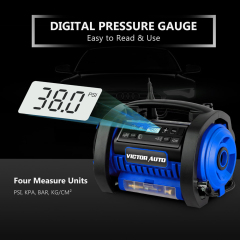 Victor Dual Power 20V/12V DC Cordless Digital Car Tire Inflator/Deflator Portable Air Compressor with Pressure Gauge,Made in Vietnam