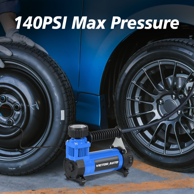 Victor 12V DC Portable Inflator,Auto Tire Inflator Air Compressor with Pressure Gauge,150PSI,30L /Min,Made in Vietnam