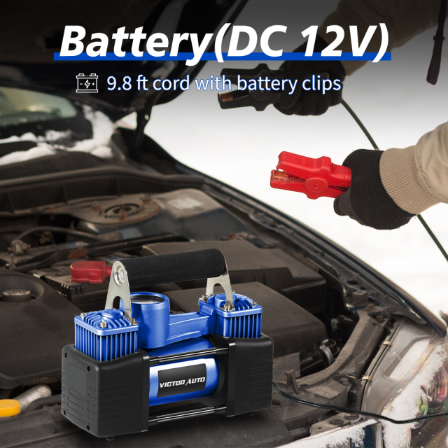 Victor Heavy Duty Tire Inflator Portable Air Compressor, 12V DC Auto Pump,2 Cylinders,65L /Min, 150 PSI Fast Inflation for Car, Truck, SUV Tires,Made in Vietnam