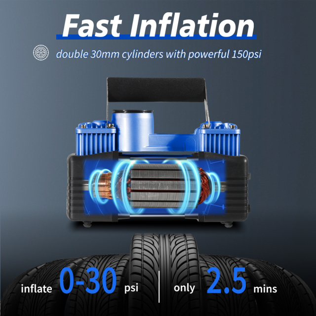 Victor Inflation Victor 12V DC Heavy Duty Tire Inflator Portable Air Compressor Pump