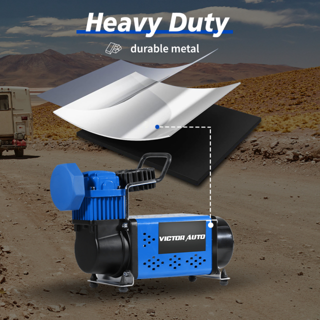 Heavy Duty Metal 12V DC Tire Inflator Air Compressor Pump,72L /Min, 150PSI with Adapter for Car, Truck, SUV Tires,Made in Vietnam