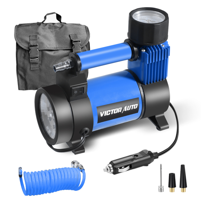 Victor 12V DC Portable inflator,Auto Tire Inflator Air Compressor with Pressure Gauge,140PSI,30L /Min,Made in Vietnam