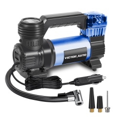 Victor 12V DC Portable inflator,Car Tire Air Compressor Inflator Hose Adapter with Digital Gauge,Aluminum House,Made in Vietnam
