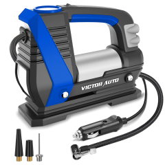 Victor 12V DC Portable Tire Inflator,Small Air Compressor Pump for Car and Inflatables,Powerful Copper Motor ,Aluminum House,Made in Vietnam
