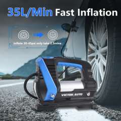 Victor 12V DC Portable Tire Inflator,Small Air Compressor Pump for Car and Inflatables,Powerful Copper Motor ,Aluminum House,Made in Vietnam