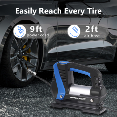 Victor 12V DC Portable Tire Inflator,Small Air Compressor Pump for Car and Inflatables,Powerful Copper Motor ,Aluminum House,Made in Vietnam