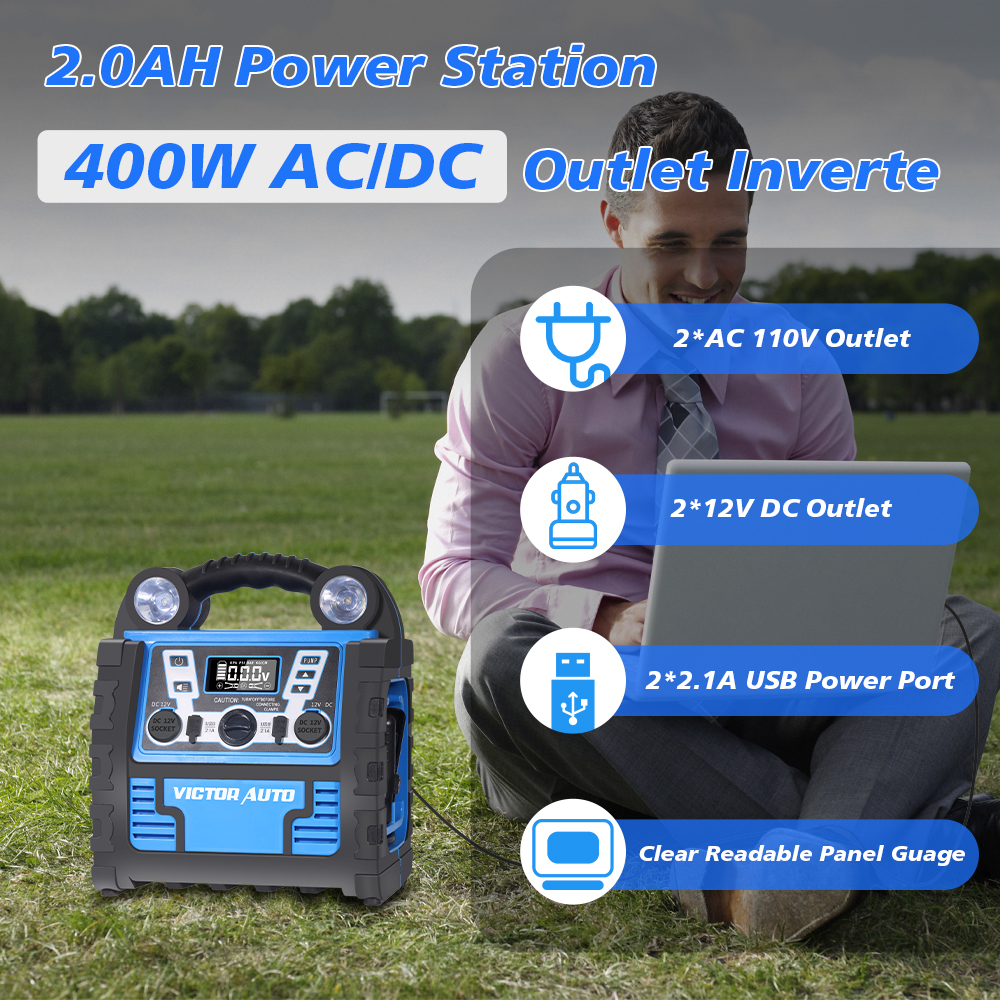 Victor 6-in-1 Car Jump Starter with Air Compressor Power Bank Station