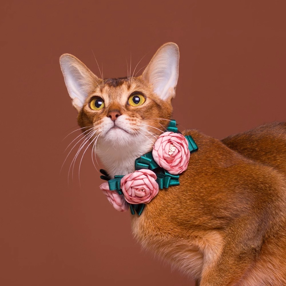 【Choker|Collar】Green Leaf Pink Rose Garden 049