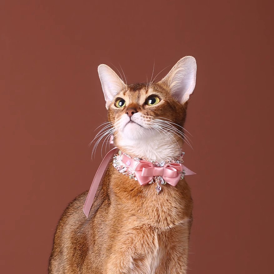 【Choker|Collar】Green and astringent pink bow 059