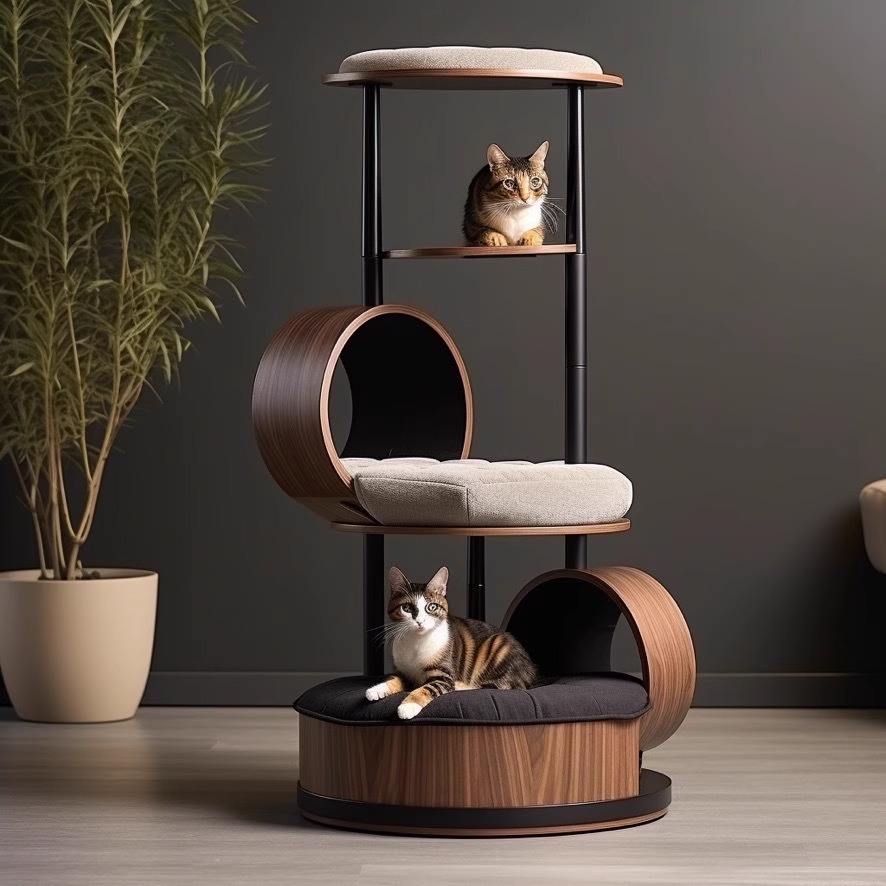 【Climbing|Scratching|Cabin|Bed】Walnut wood 028