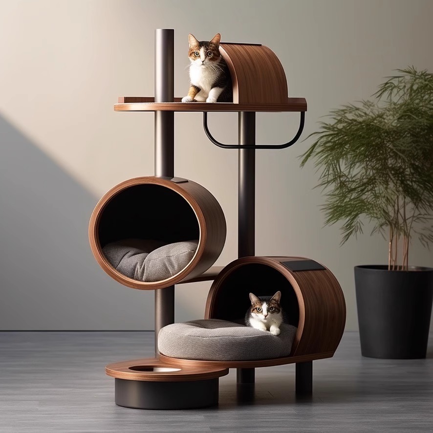 【Climbing|Scratching|Cabin|Bed】Walnut wood 028