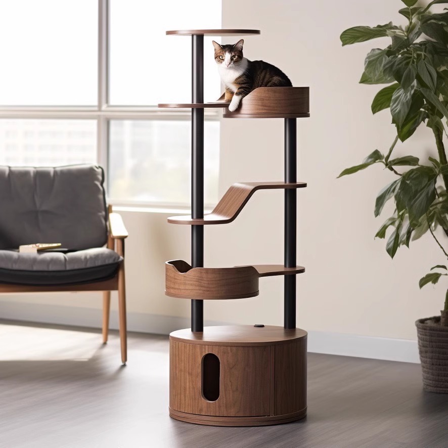 【Climbing|Scratching|Cabin|Bed】Walnut wood 028