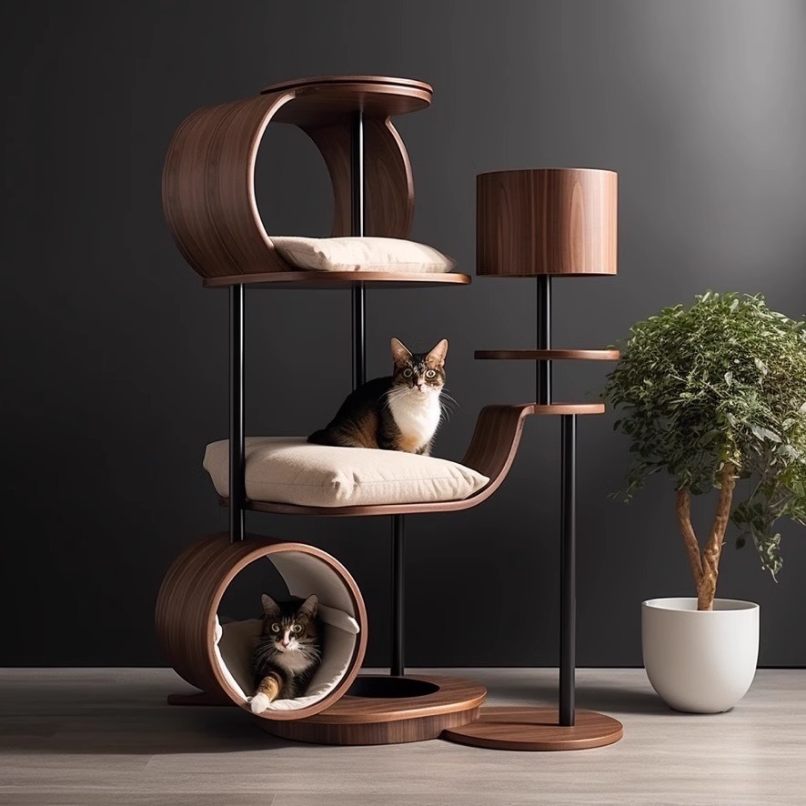 【Climbing|Scratching|Cabin|Bed】Walnut wood 028