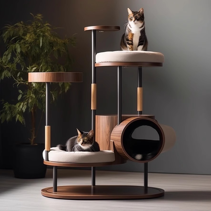 【Climbing|Scratching|Cabin|Bed】Walnut wood 028