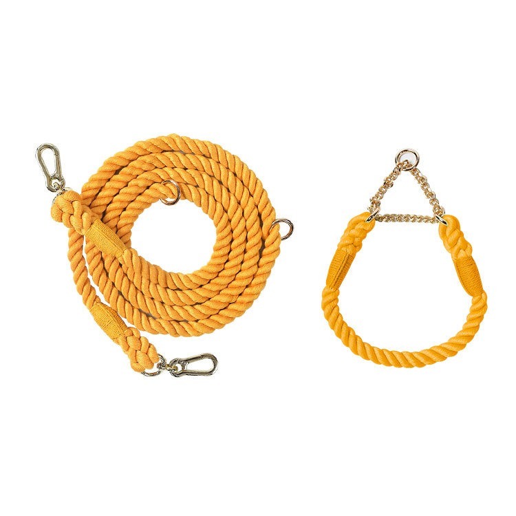 Multi Functional Colored Traction Rope Metal Collar Honey Orange