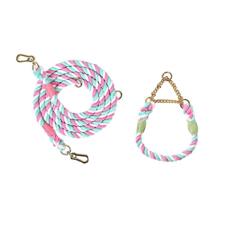 Multi Functional Colored Traction Rope Metal Collar Cherry Blossom