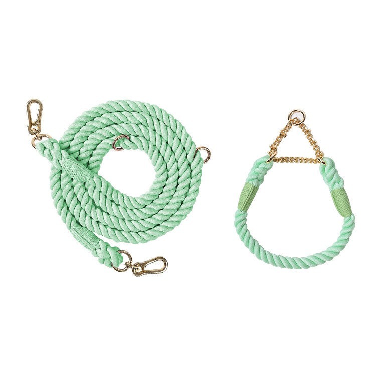 Multi Functional Colored Traction Rope Metal Collar Mint Green