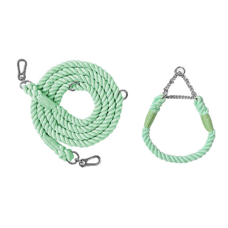Multi Functional Colored Traction Rope Metal Collar Mint Green