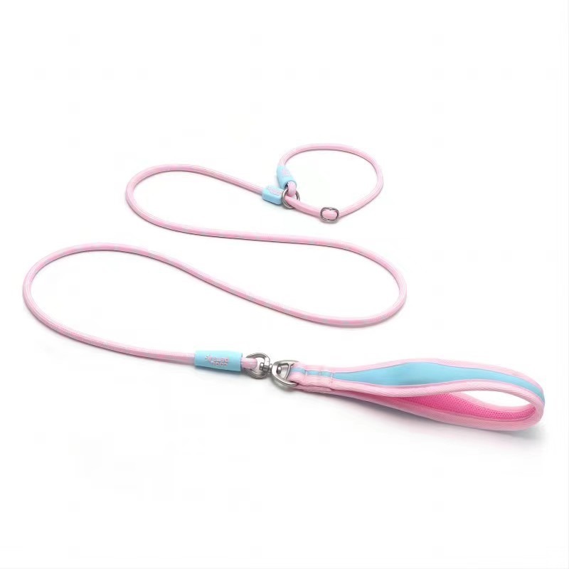 Handguard Colorful Outdoor Dog Walking Rope Cherry Blossom Pink