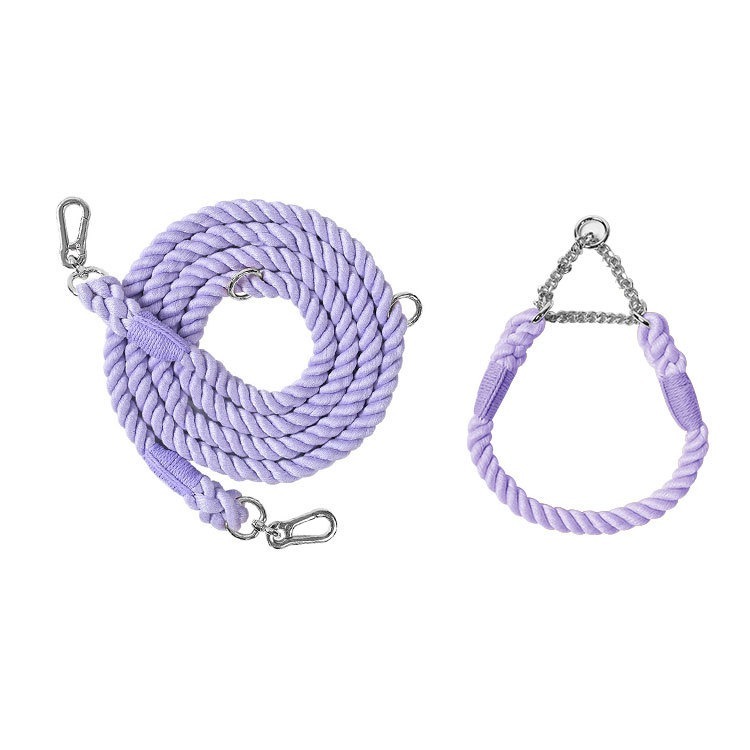 Multi Functional Colored Traction Rope Metal Collar Blue Purple