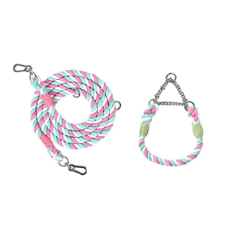 Multi Functional Colored Traction Rope Metal Collar Cherry Blossom