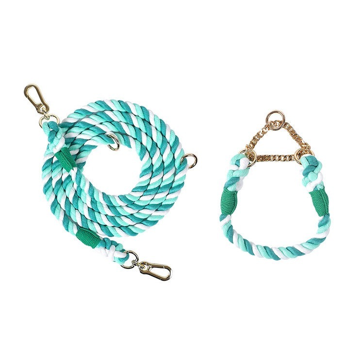 Multi Functional Colored Traction Rope Metal Collar White Green
