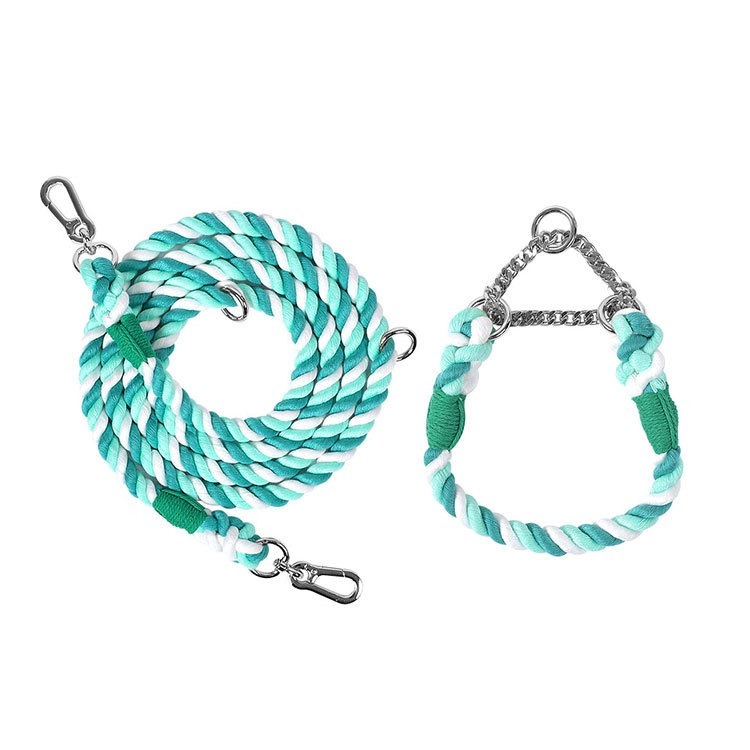 Multi Functional Colored Traction Rope Metal Collar White Green