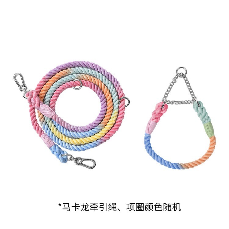 Multi Functional Colored Traction Rope Metal Collar Macaron