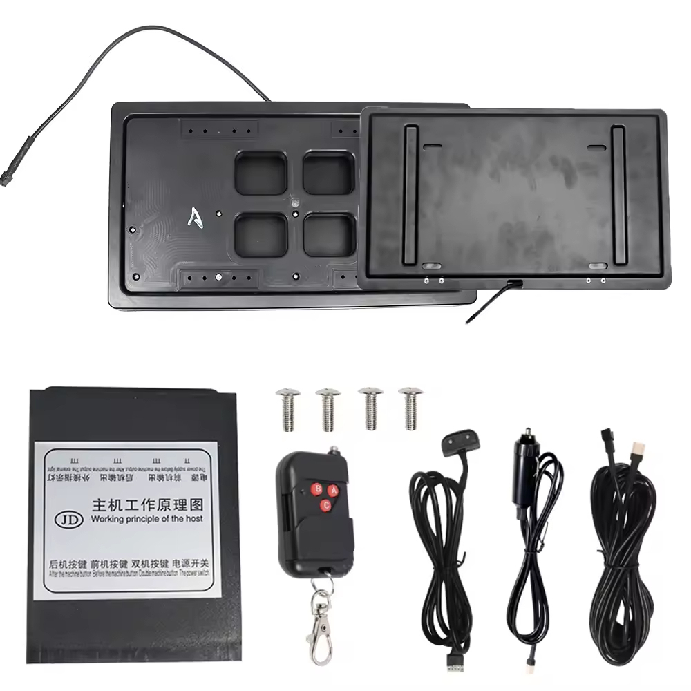 US Standard Electric Retractable Front Rear Flip License Plate Holder