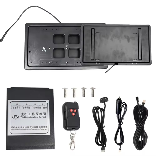 US Standard Electric Retractable Front Rear Flip License Plate Holder
