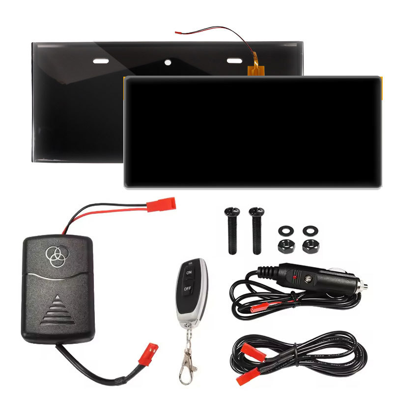 Remote Control LCD License Plate Blocker Black for EC Car