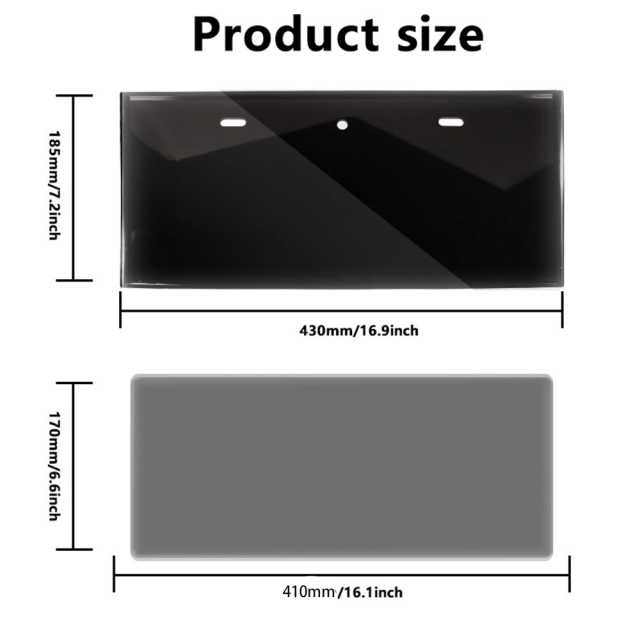 410x170mm Vanish Plate Black Out Remote Fog Plate for Car