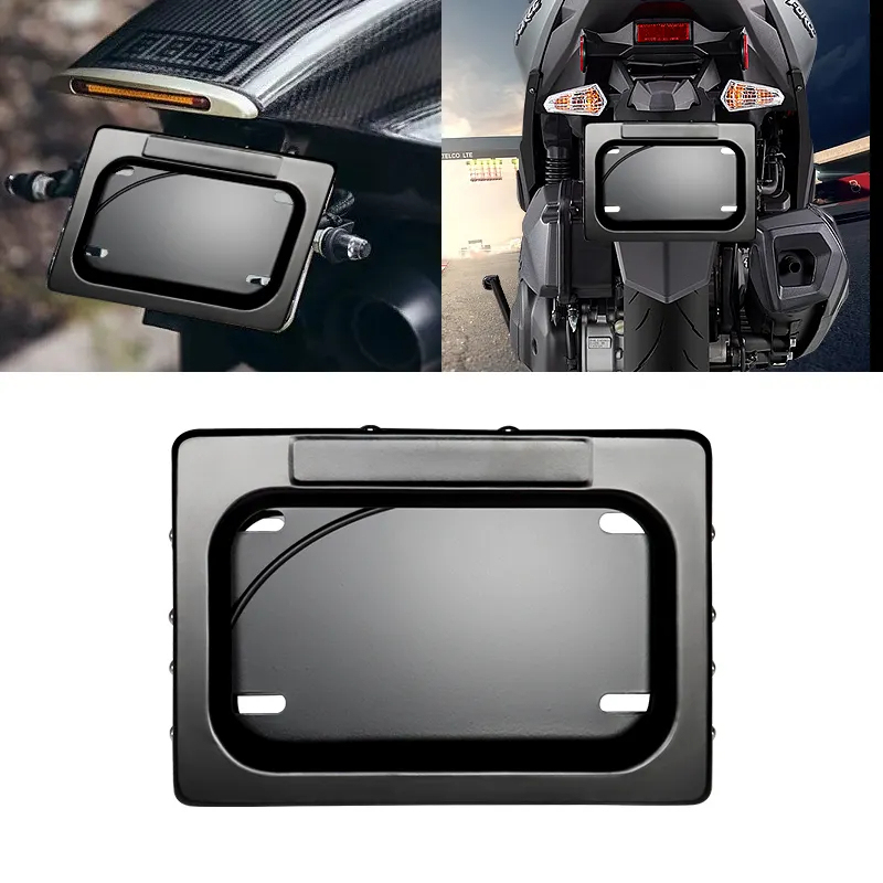 Motorcycle Shutter License Plate Holder Cover Curtain