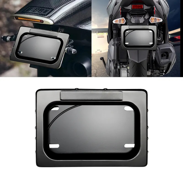 Motorcycle Shutter License Plate Holder Cover Curtain