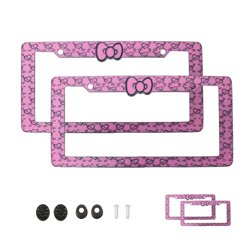 Custom aluminium alloy bowknot license plate frame USA size