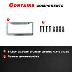 Custom white black sunshine bling license plate frame