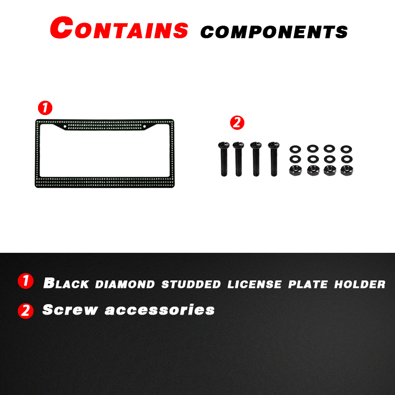 Custom white black sunshine bling license plate frame