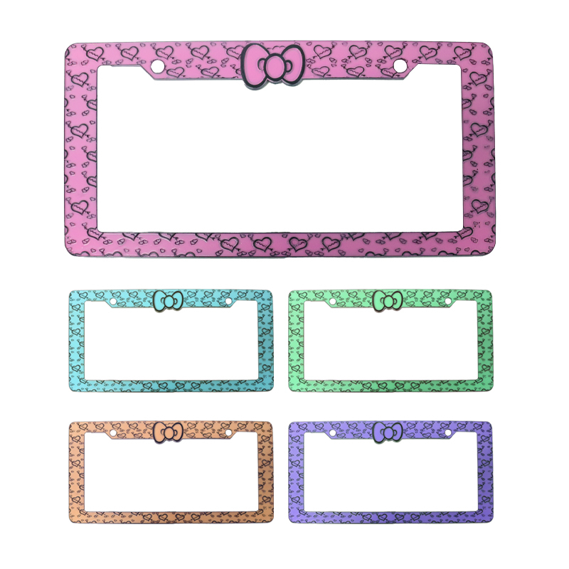 Custom aluminium alloy bowknot license plate frame USA size