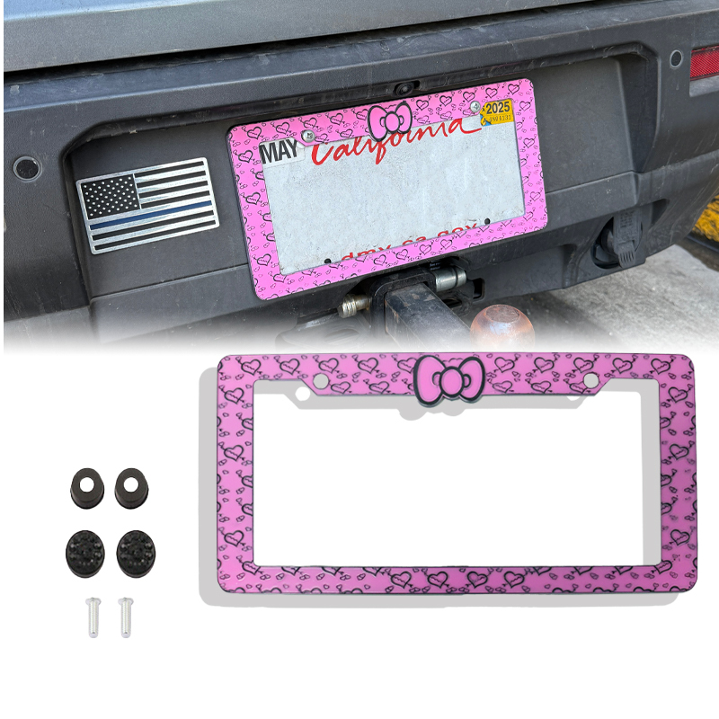 Custom aluminium alloy bowknot license plate frame USA size