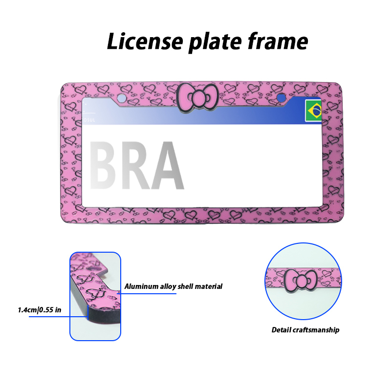 Custom aluminium alloy bowknot license plate frame USA size