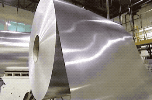 rolls of thin aluminum sheet