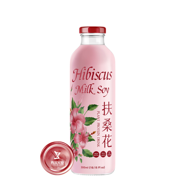 300ML ZhenXi Natural Hibiscus Flavor Soy Milk Drink Glass Bottle