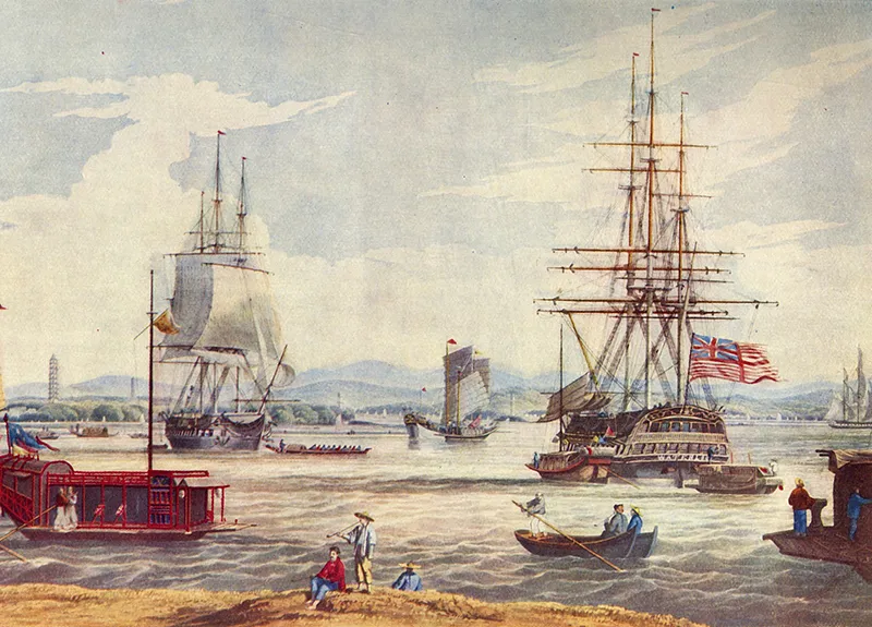 Dutch East India Company merchant ship stopped at Guangzhou Port