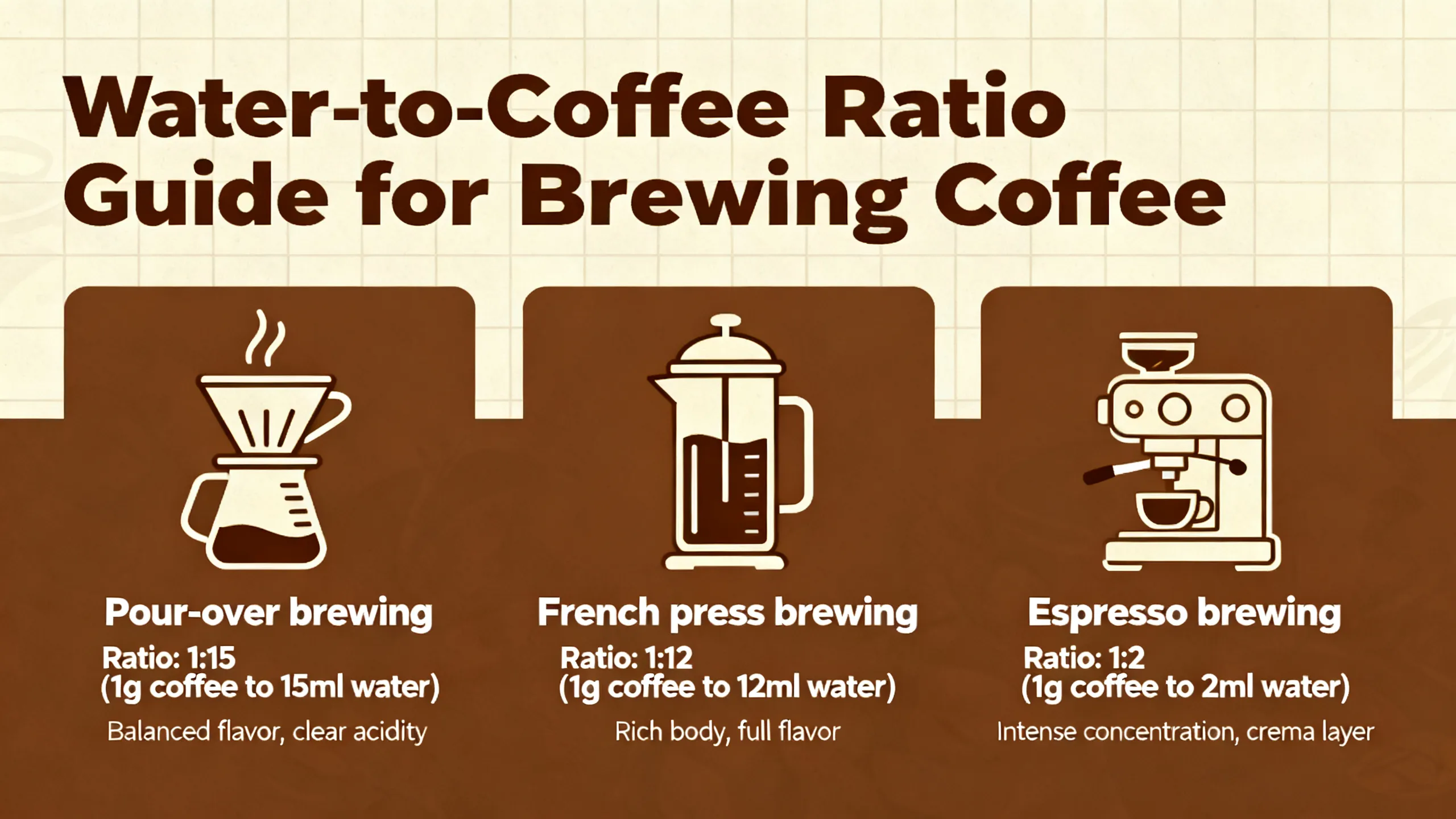 Water-to-powder ratio for brewing coffee