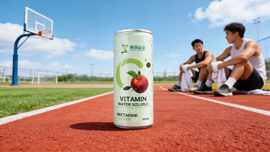 355ml sleek can of ZhenXi Nectarine Flavor Water Soluble Vitamin C Drink