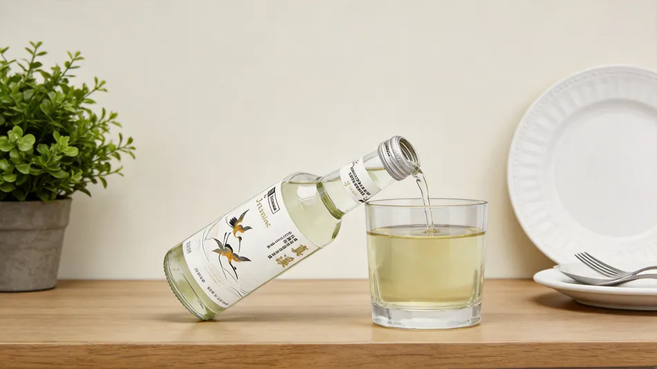 Green grape tea wine color and texture close-up