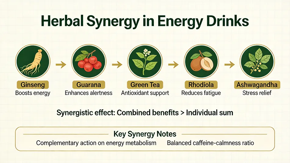 synergy of herbal ingredients in energy drinks