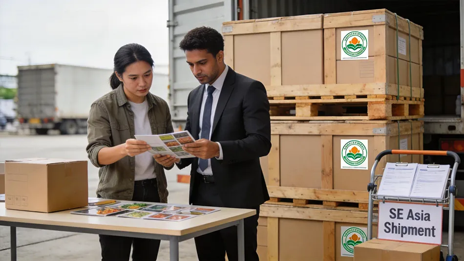 ZhenXi Industry international sales team preparing beverage shipments for Middle East and SE Asia markets with HALAL and FDA compliance