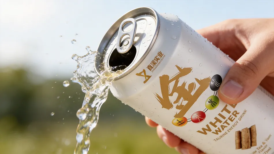 plant based energy drink opened aluminum can refreshing beverage