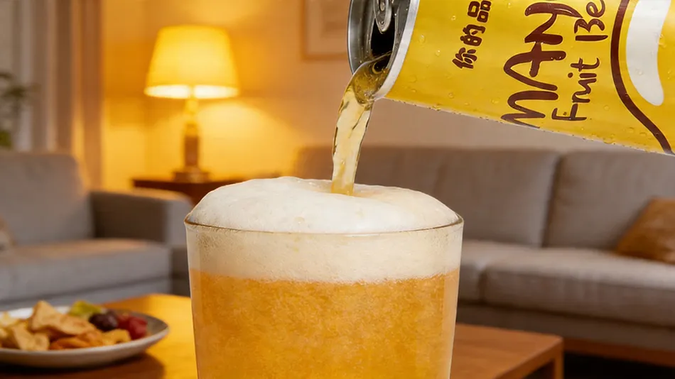 non alcoholic beer pouring into glass light foam